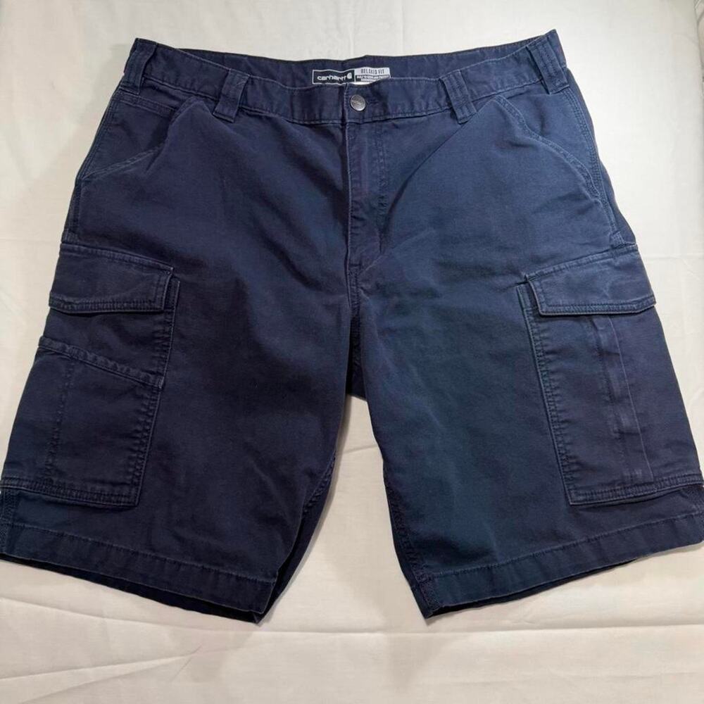 Carhartt Rugged Flex Cargo Shorts Mens 38 Navy Relaxed Fit 10" Inseam